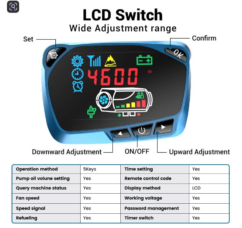 2kw diesel heater advanced controller 12v all black body