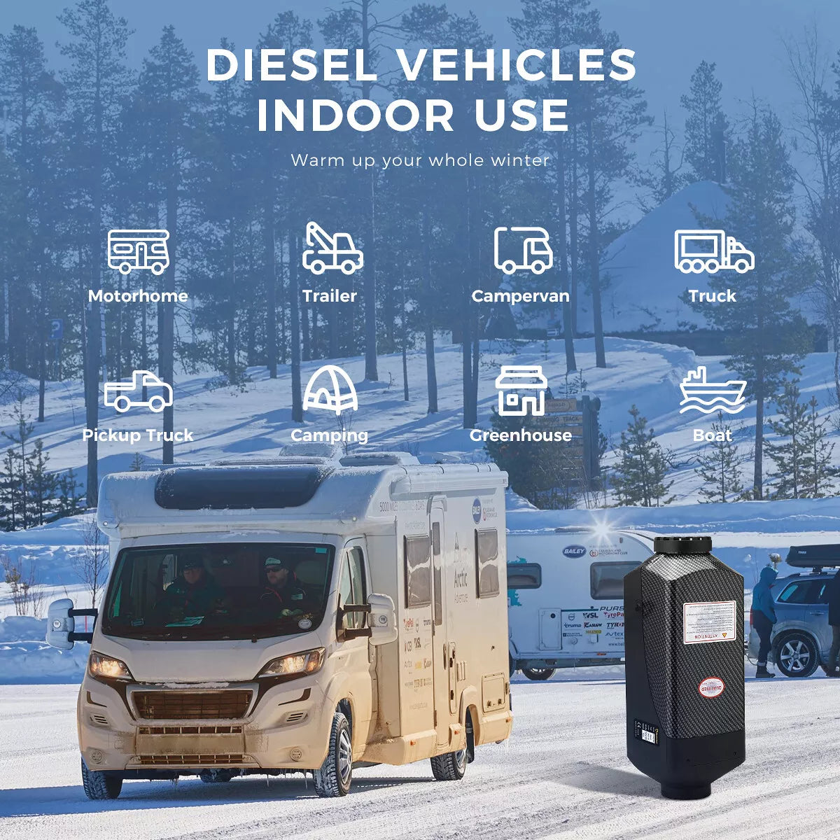 2kw diesel heater advanced controller 12v all black body
