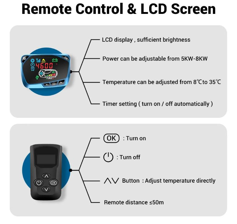 2kw diesel heater advanced controller 12v all black body