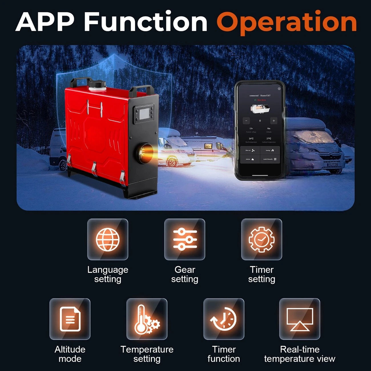 Air Heater Diesel heater bluetooth 8KW 12V/24v LCD display For Car Trucks Motorhome Van