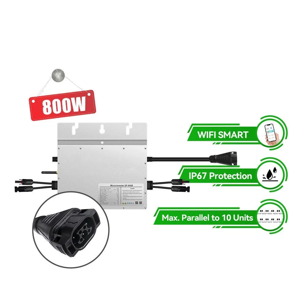 800w Micro Inverter MPPT Grid-Tied Balcony Solar System WiFi APP And Monitoring,