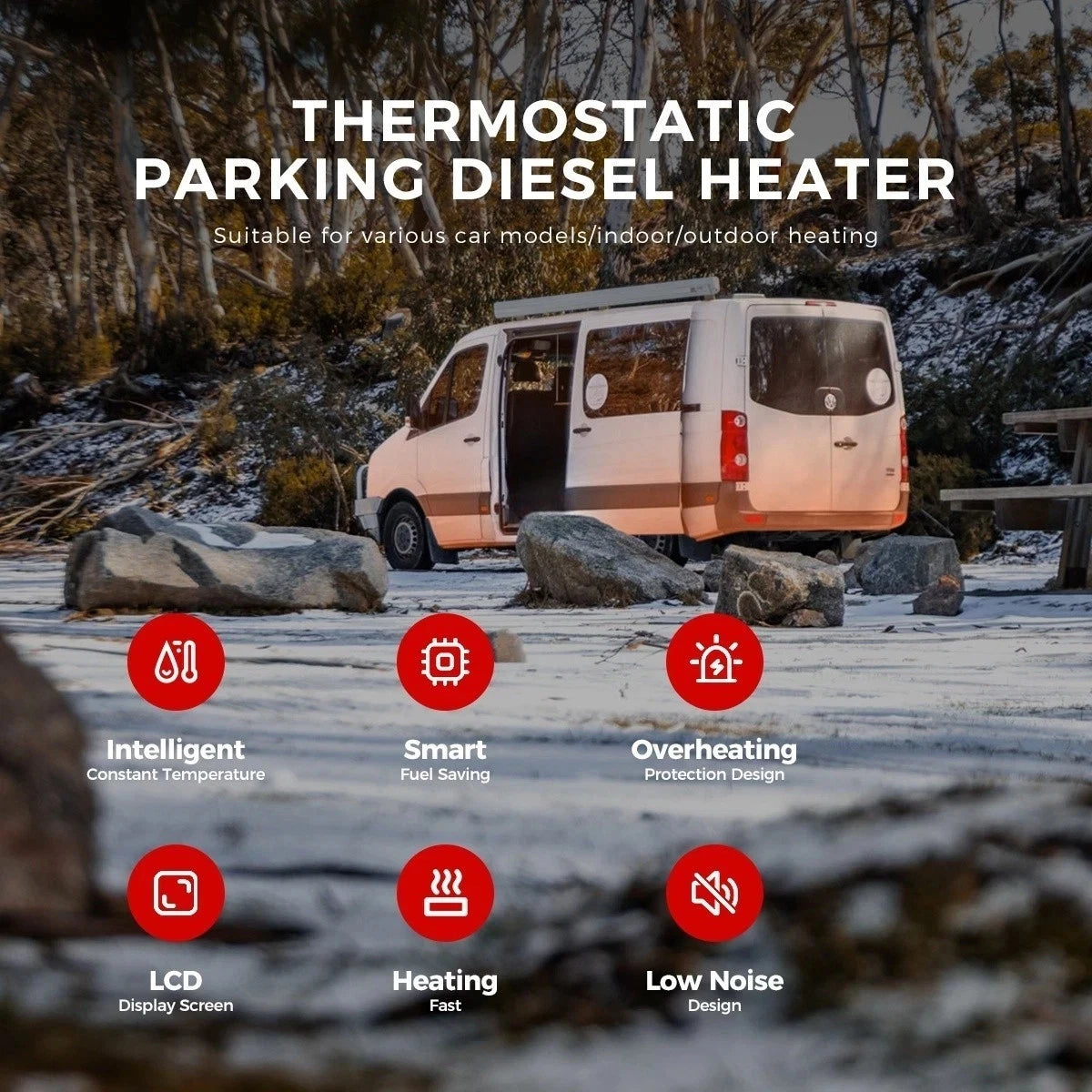 2kw Aluminium Diesel heater Premium updated controller, silent oil pump, nylon fuel hose (Copy)