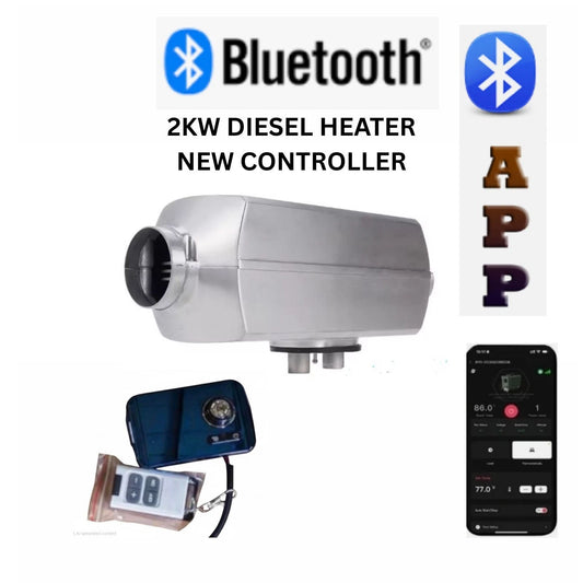 2kw Aluminium Diesel heater Premium updated controller, silent oil pump, nylon fuel hose (Copy)